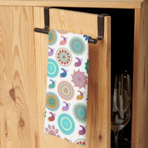 Linge De Cuisine Chanter Bird et Mandala Cute Folk Art Motif