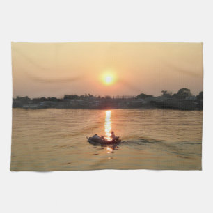 Linge De Cuisine Chao Phraya River Sunset ... Ayutthaya, Thaïlande
