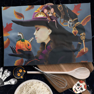 Linge De Cuisine Chapeau de sorcière Steampunk d'automne à engrenag