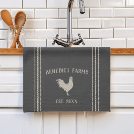 Linge De Cuisine Charbon Rustique Nom de la ferme personnalisée