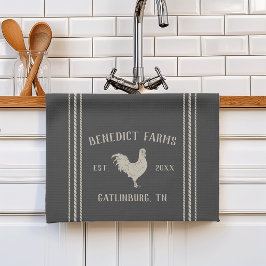 Linge De Cuisine Charbon rustique Nom de la ferme personnalisée et 