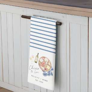 Linge De Cuisine Charcuterie Board Vin & Fromage Cheers à l'amour