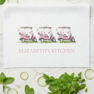 Linge De Cuisine Chariots de golf Preppy Rose Personnalisés
