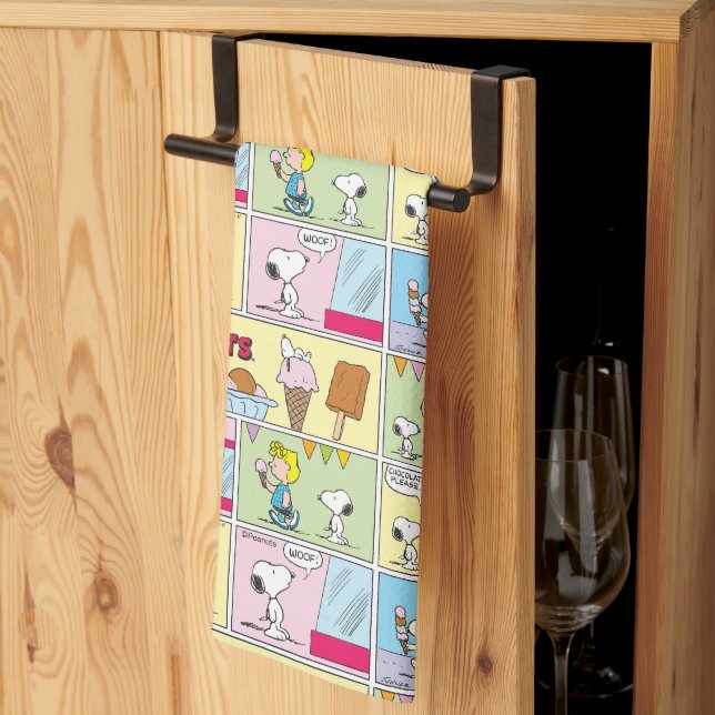 Linge De Cuisine Charlie Brown, Snoopy & Sally | Crème glacée (Pliage en tiers)