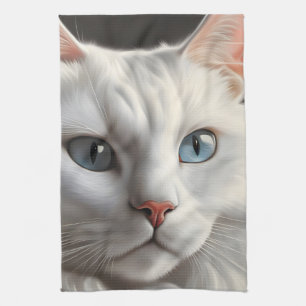 Linge De Cuisine Chat blanc