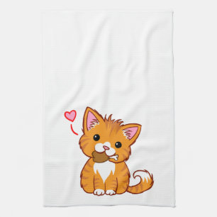 Linge De Cuisine Chat Cute Orange Kitty
