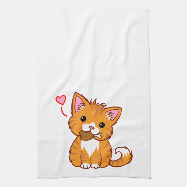 Linge De Cuisine Chat Cute Orange Kitty (Vertical)