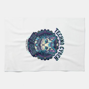 Linge De Cuisine Chat Cyber Techno Drôle Conception Amateur de Chat
