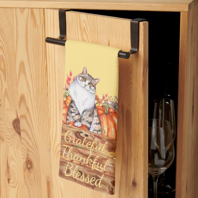 Linge De Cuisine Chat d'automne et citrouilles en boîte (Pliage en tiers)