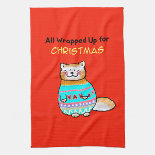 Linge De Cuisine Chat de Noël Fantaisiste Joie des Fêtes