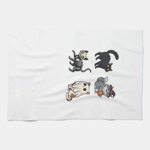 Linge De Cuisine Chat d'Halloween Félin Inspiré Effrayant et Éléga