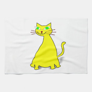Linge De Cuisine Chat gras jaune
