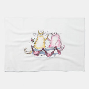 Linge De Cuisine chat heureux de bande dessinée d'amour, fernandes