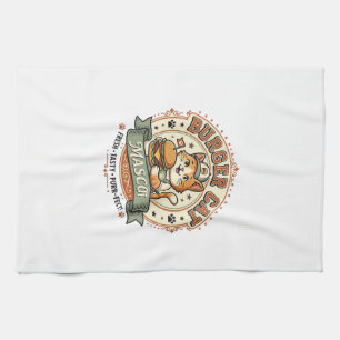Linge De Cuisine Chat mascotte Burger Chat mascotte Fast Food Chat