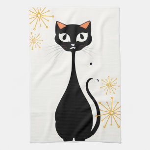 Linge De Cuisine Chat noir cool Mid Century Modern MCM