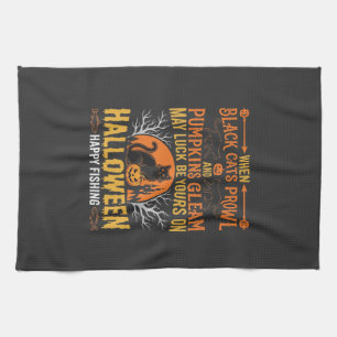 Linge De Cuisine Chat noir de citrouille d'Halloween Conception de