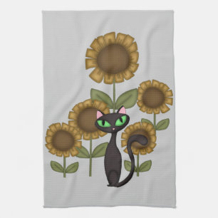 Linge De Cuisine Chat noir de tournesol