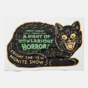 Linge De Cuisine Chat noir d'Halloween Vintage