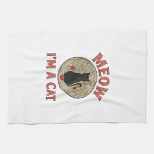 Linge De Cuisine Chat Noir Drôle Lune Vintage Design Halloween_1