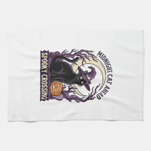 Linge De Cuisine Chat Noir Halloween Gravure Vintage Chat Citrouill