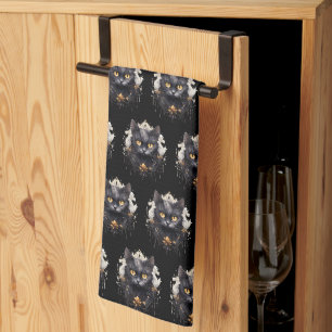 Linge De Cuisine Chat noir royal motif strass Halloween