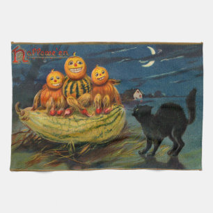 Linge De Cuisine Chat noir vintage Halloween Citrouille