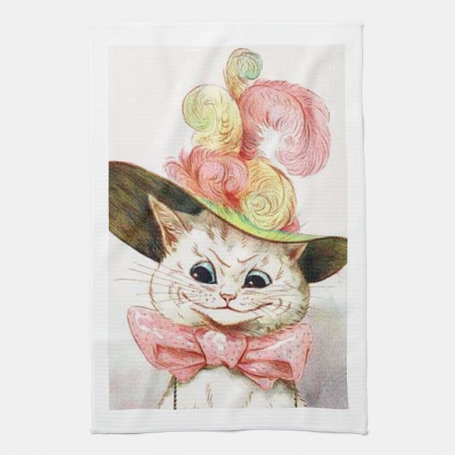 Linge De Cuisine Chat portant un casquette, Louis Wain (Vertical)