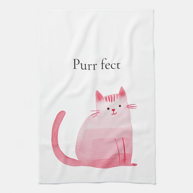 Linge De Cuisine Chat rose (Vertical)