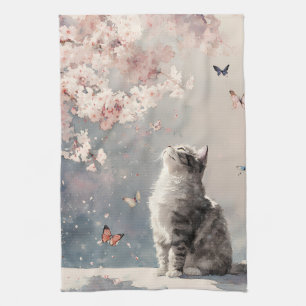 Linge De Cuisine Chat Sakura et Papillons (6)