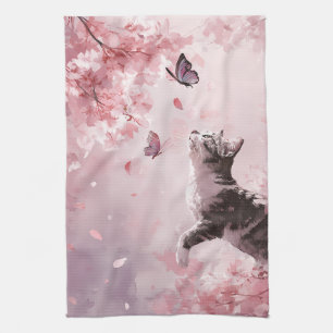 Linge De Cuisine Chat Sakura et Papillons (7)