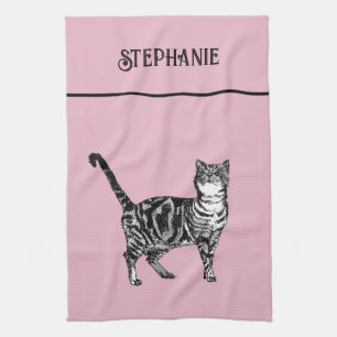 Linge De Cuisine Chat Tabby Pastel Chats Filles Rose clair