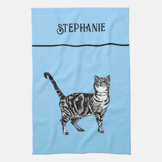 Linge De Cuisine Chat Tabby Pastel Chats Filles Rose clair (Vertical)