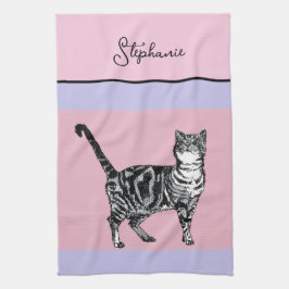 Linge De Cuisine Chat Tigré Pastel Chats Femmes Rose Clair Violet
