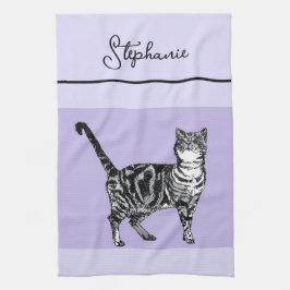 Linge De Cuisine Chat Tigré Pastel Chats Femmes Violet Clair Lavand
