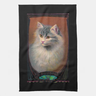 Linge De Cuisine chat vintage illustration art nouveau élégant