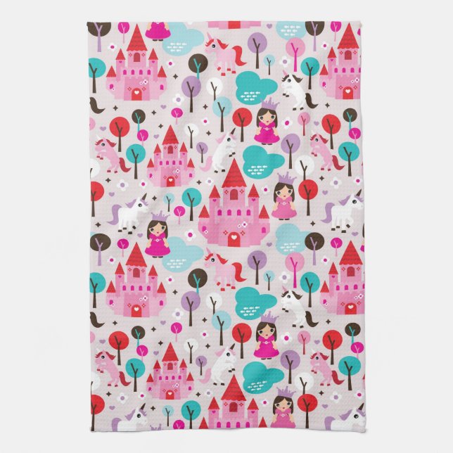 Linge De Cuisine château et licorne de princesse d'enfants (Vertical)