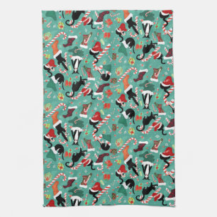 Linge De Cuisine Chats amusants et bas de Noël