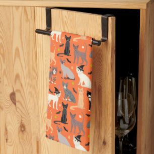Linge De Cuisine Chats d'Halloween