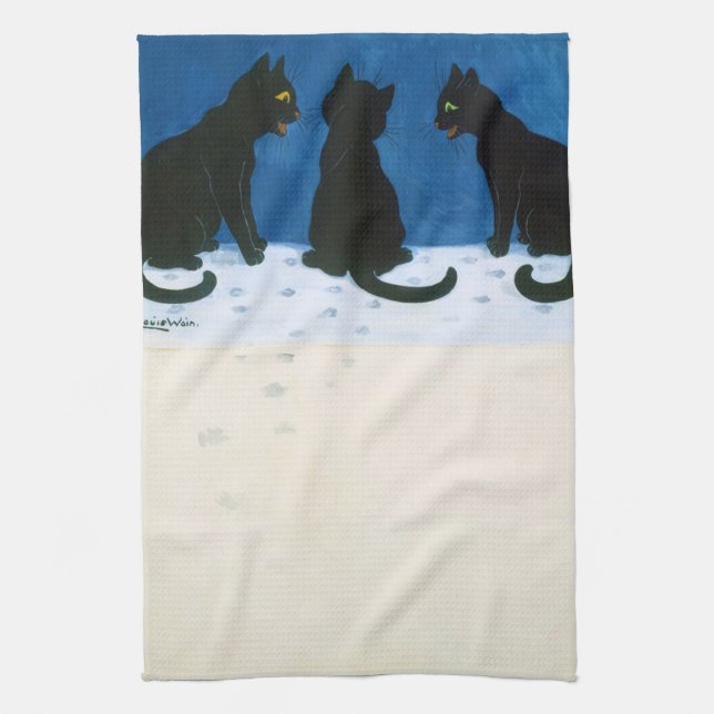 Linge De Cuisine Chats noirs dans la neige, Louis Wain (Vertical)