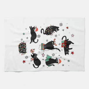 Linge De Cuisine Chats noirs de Noël