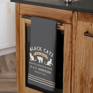 Linge De Cuisine Chats noirs Vintages d'Halloween Personnalisé