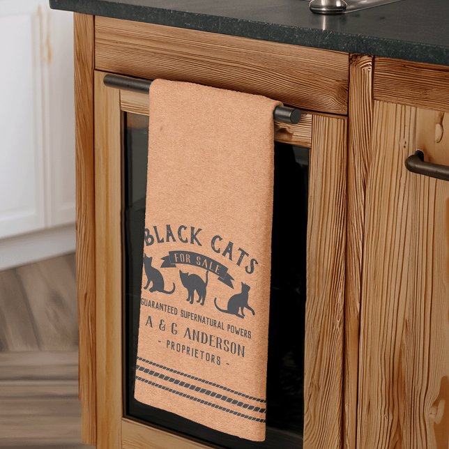 Linge De Cuisine Chats noirs Vintages d'Halloween Personnalisé (Créateur téléchargé)