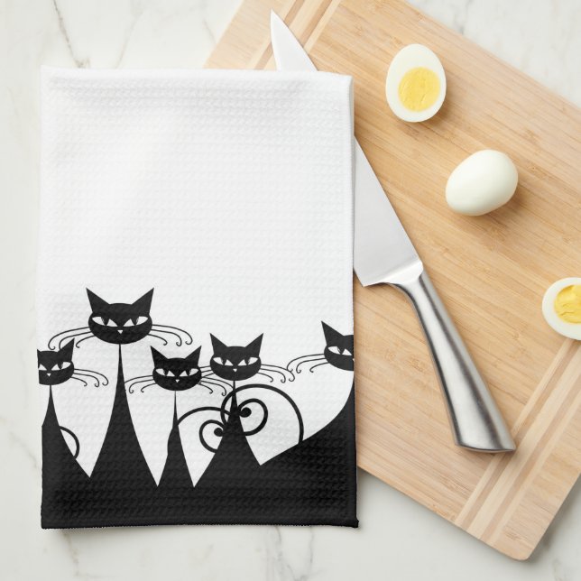 Linge De Cuisine Chats Retro Mod (Quart Plié)