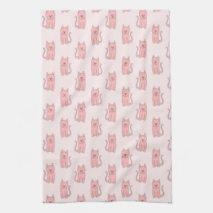 Linge De Cuisine Chats roses. Motif