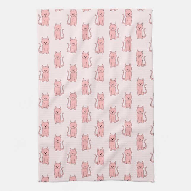 Linge De Cuisine Chats roses. Motif (Vertical)