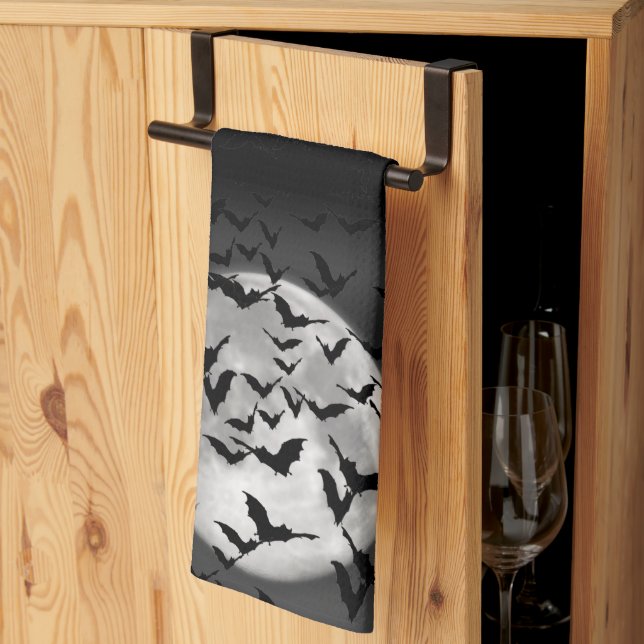 Linge De Cuisine Chauves-souris et une Pleine lune Halloween (Pliage en tiers)