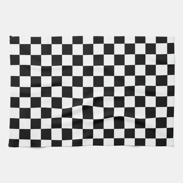 Linge De Cuisine Checkered noir et blanc (Horizontal)