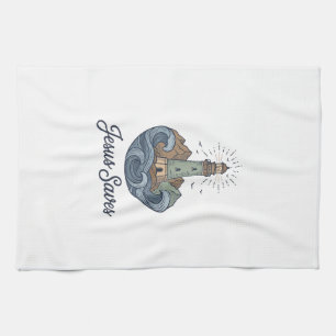 Linge De Cuisine Chemise chrétienne vintage phare Jésus Sauve_1