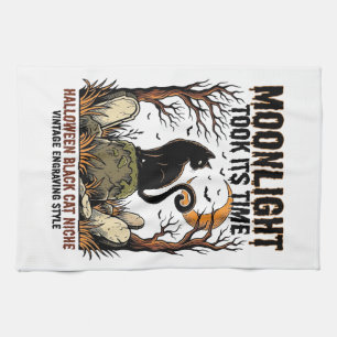 Linge De Cuisine Chemise de cimetière vintage de chat noir Hallowee