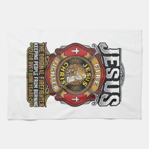Linge De Cuisine Chemise de foi chrétienne vintage Jésus pompier